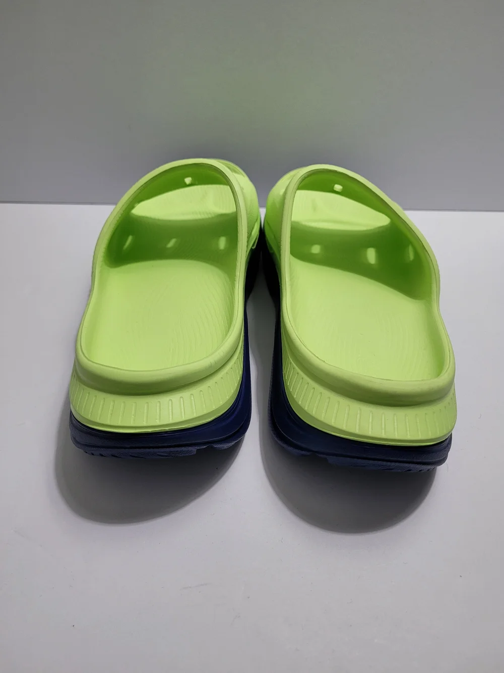 Hoka Ora Recovery Lime Green Slide Sandals with Dark Sole